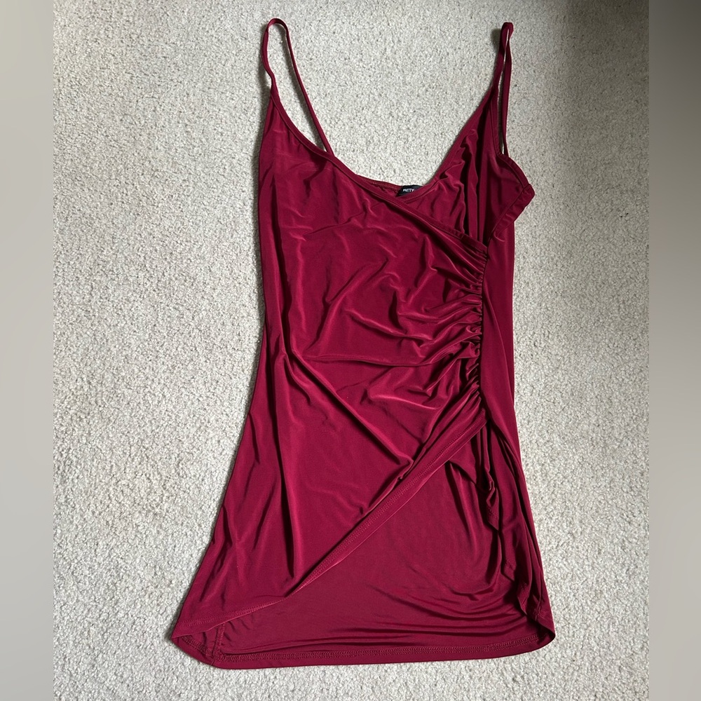 Mini Red Ruched Dress